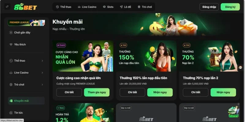 Tìm hiểu hàng loạt ưu đãi hấp dẫn tại nhà cái 86BET